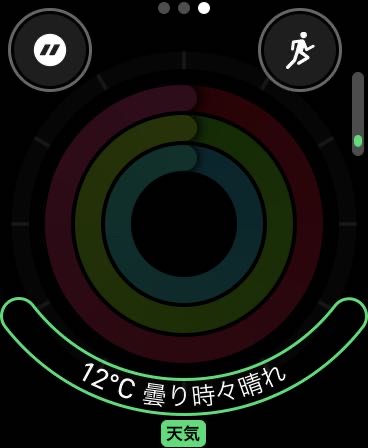 Apple Watch ホーム画面 運動用 天気